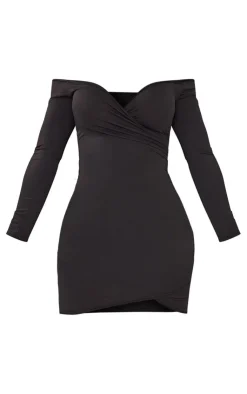Shape Ruched Bardot Bodycon Dress-PrettyLittleThing Outlet