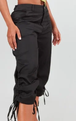 Shape Black Ruched Detail Capri Pants