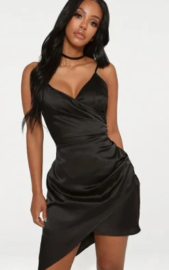 Shape Satin Wrap Dress-PrettyLittleThing Online