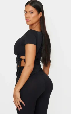 PrettyLittleThing T-Shirts*Shape Sculpt Asymmetric Rushed Side T-shirt