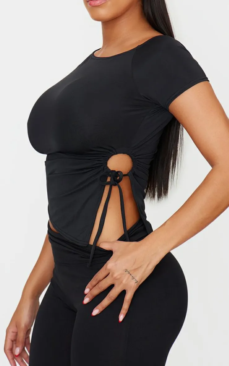 PrettyLittleThing T-Shirts*Shape Sculpt Asymmetric Rushed Side T-shirt