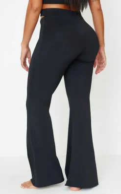 Best PrettyLittleThing Shape Sculpt Cut Out Waist Flared Pants Black