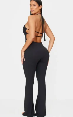 PrettyLittleThing Snatched*Shape Sculpt Halter Neck Strappy Back Flared Jumpsuit