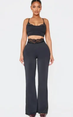 Sale PrettyLittleThing Shape Sculpt Lace Trim Cami Top Black