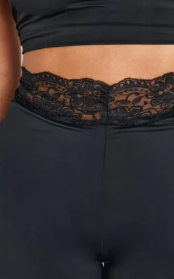 Hot PrettyLittleThing Shape Sculpt Lace Trim Flared Pants Black