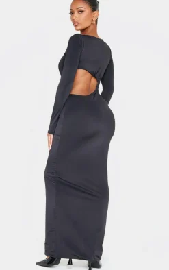 Shape Sculpt Long Sleeve Twist Open Back Maxi Dress-PrettyLittleThing Discount