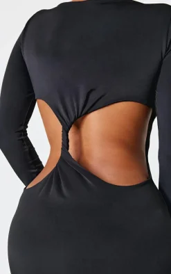 Shape Sculpt Long Sleeve Twist Open Back Maxi Dress-PrettyLittleThing Discount