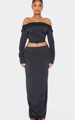 Sale PrettyLittleThing Shape Sculpt Maxi Skirt Black