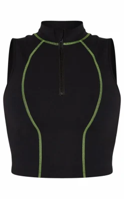 PrettyLittleThing Snatched*Shape Sculpted Contrast Stitch Zip Front Sleeveless Top