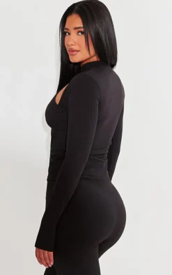 PrettyLittleThing Snatched*Shape Sculpted Cut Out Bralette Detail Long Sleeve Top