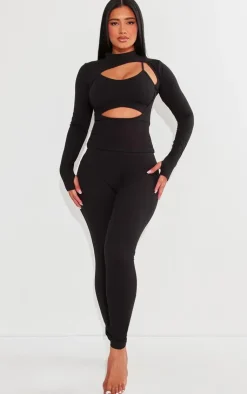 PrettyLittleThing Snatched*Shape Sculpted Cut Out Bralette Detail Long Sleeve Top