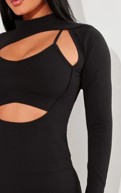 PrettyLittleThing Snatched*Shape Sculpted Cut Out Bralette Detail Long Sleeve Top