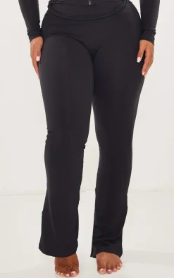 Discount PrettyLittleThing Shape Sculpted Foldover Waist Flare Pants Black