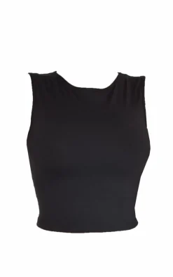 Online PrettyLittleThing Shape Sculpted Longline Racer Top Black