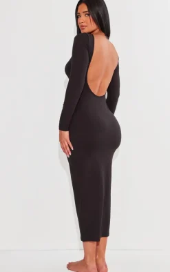 Shape Sculpted Long Sleeve Low Back Maxi Dress-PrettyLittleThing Clearance
