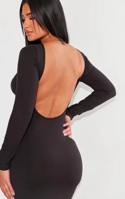 Shape Sculpted Long Sleeve Low Back Maxi Dress-PrettyLittleThing Clearance