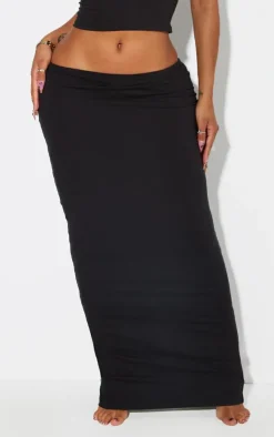 Hot PrettyLittleThing Shape Sculpted Low Rise Maxi Skirt Black