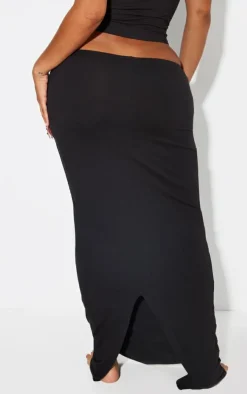 Hot PrettyLittleThing Shape Sculpted Low Rise Maxi Skirt Black