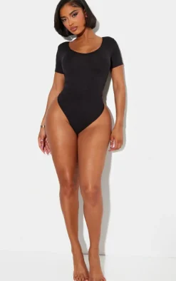Shape Black Sculpted V Neck Short Sleeve Bodysuit