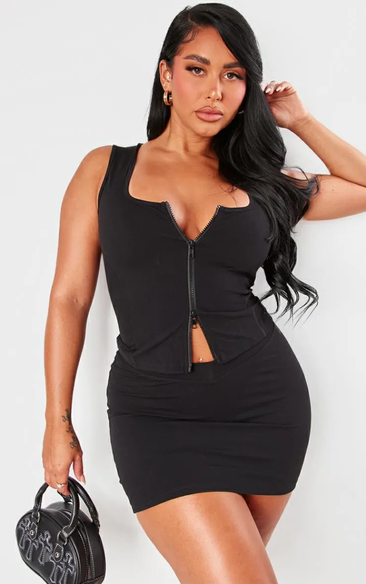 Best PrettyLittleThing Shape Sculpted V Waist Mini Skirt Black