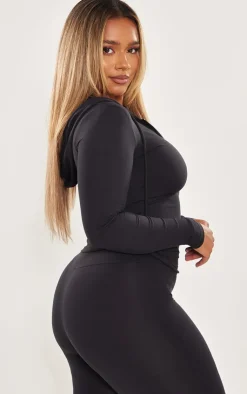 Outlet PrettyLittleThing Shape Sculpted Zip Through Hoodie Black