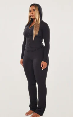 Outlet PrettyLittleThing Shape Sculpted Zip Through Hoodie Black