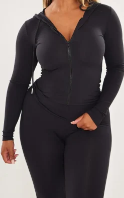 Outlet PrettyLittleThing Shape Sculpted Zip Through Hoodie Black