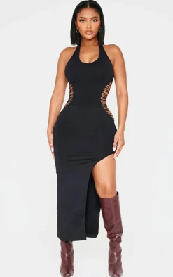 Shape Seamless Ladder Cut Out Halterneck Midaxi Dress-PrettyLittleThing Hot