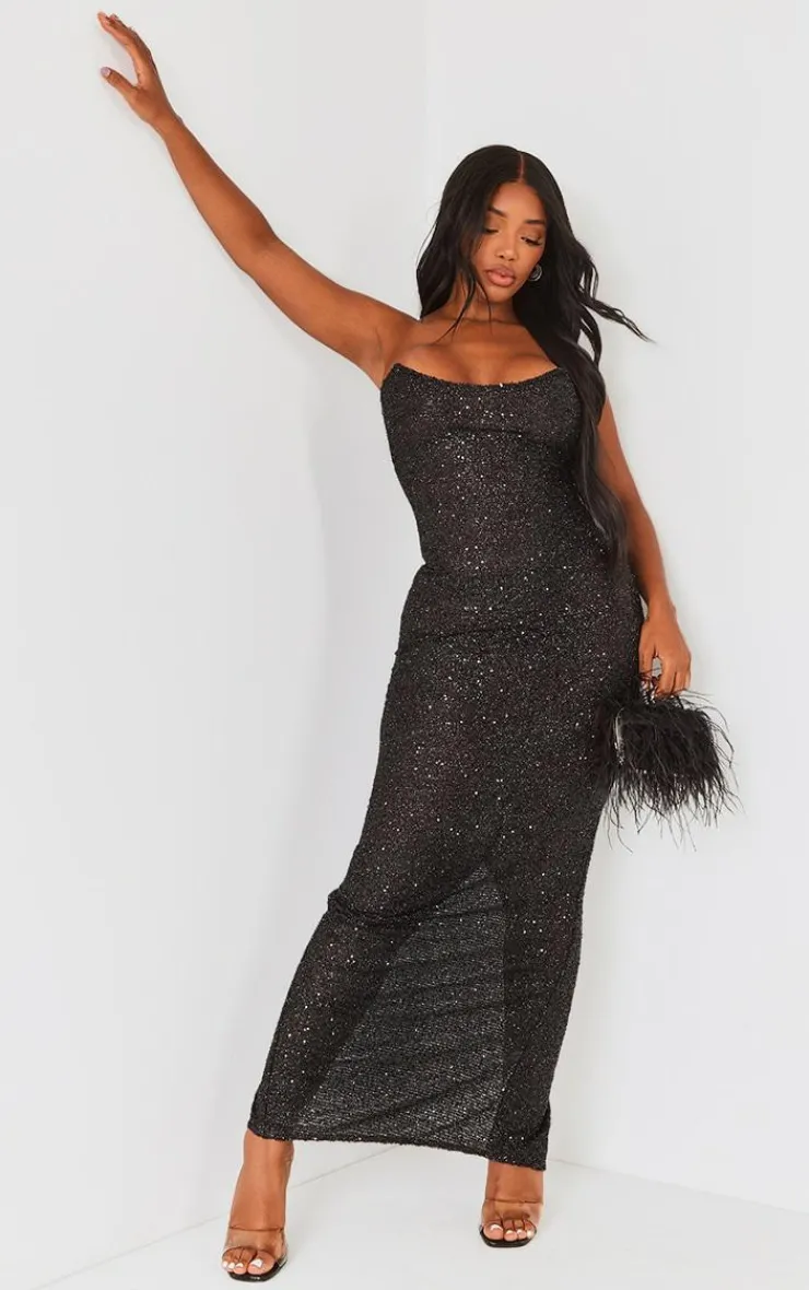 Shape Sequin Bandeau Maxi Dress-PrettyLittleThing Online