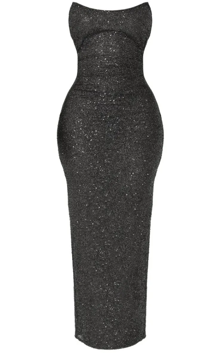 Shape Sequin Bandeau Maxi Dress-PrettyLittleThing Online