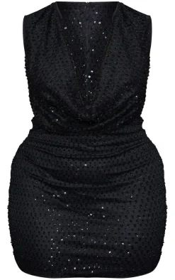 Shape Sequin Cowl Neck Bodycon Dress-PrettyLittleThing Discount