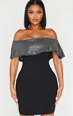Shape Sequin Fold Over Asymmetric Mini Dress-PrettyLittleThing Best