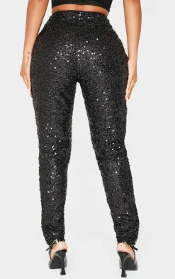 New PrettyLittleThing Shape Sequin Pants Black
