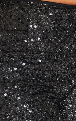 New PrettyLittleThing Shape Sequin Pants Black
