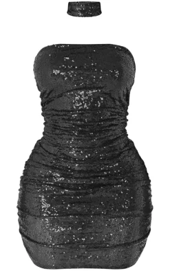 Shape Sequin Ruched Side Bodycon Dress With Choker-PrettyLittleThing Sale