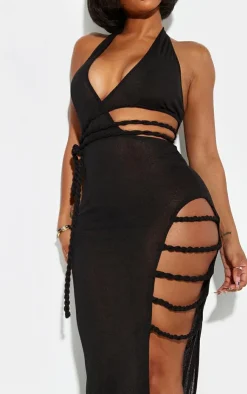 Shape Sheer Mesh One Shoulder Twist Cutout Detail Maxi Dress-PrettyLittleThing Hot