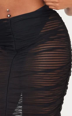 Best PrettyLittleThing Shape Sheer Mesh Ruched Front Midiaxi Skirt Black
