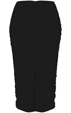 Best PrettyLittleThing Shape Sheer Mesh Ruched Front Midiaxi Skirt Black