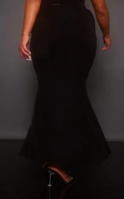 Outlet PrettyLittleThing Shape Slinky Acetate Low Rise Maxi Skirt Black