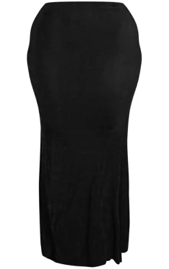 Outlet PrettyLittleThing Shape Slinky Acetate Low Rise Maxi Skirt Black