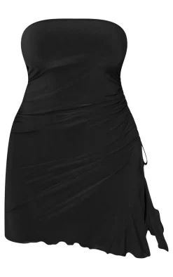 Shape Slinky Bandeau Ruched Side Frill Hem Bodycon Dress-PrettyLittleThing Sale