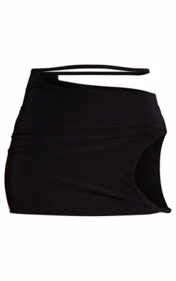 PrettyLittleThing Shape Slinky Cowl Low Rise Mini Skirt Black