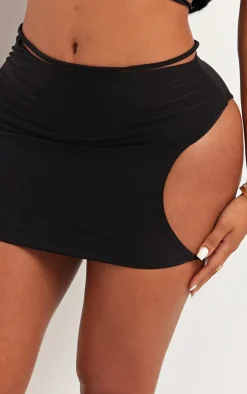 Best PrettyLittleThing Shape Slinky Cut Out Mini Skirt Black