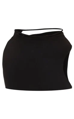 Best PrettyLittleThing Shape Slinky Cut Out Mini Skirt Black
