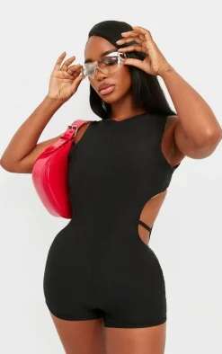 PrettyLittleThing Unitards*Shape Slinky Cut Out Back Ring Detail Unitard
