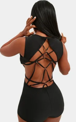 PrettyLittleThing Unitards*Shape Slinky Cut Out Back Ring Detail Unitard