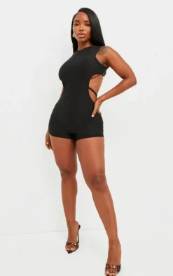 PrettyLittleThing Unitards*Shape Slinky Cut Out Back Ring Detail Unitard