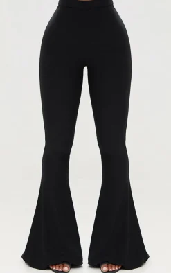 Discount PrettyLittleThing Shape Slinky Flared Leg Pants Black