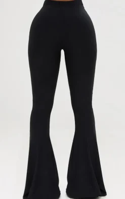 Discount PrettyLittleThing Shape Slinky Flared Leg Pants Black