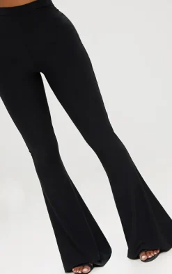 Discount PrettyLittleThing Shape Slinky Flared Leg Pants Black